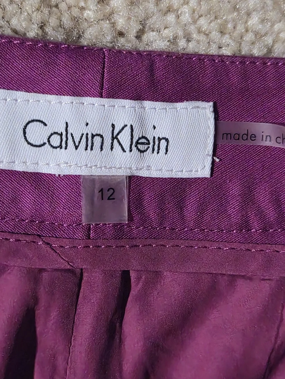 Calvin Klein Purple Scalloped Eyelet Lace Shorts Magenta Size 12
